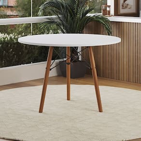 Mesa Eames Eiffel Redonda Isabella Tampo Mdf 90cm 3 Pés em Madeira Branco - Casa Prime