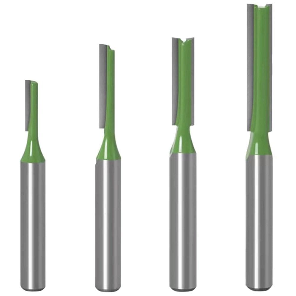 Kit 4 Fresas Retas 3 A 6Mm Haste 6Mm Para Tupia Metal Duro