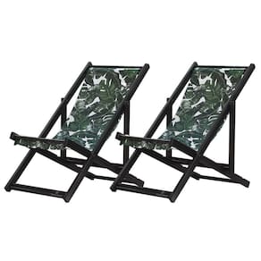 Kit 2 Espreguiçadeiras Dobrável Black Sb-folhas Verdes