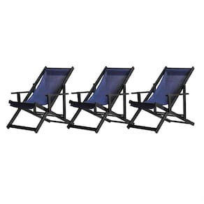 Kit 3 Espreguiçadeiras Dobrável Black Cb-azul Marinho