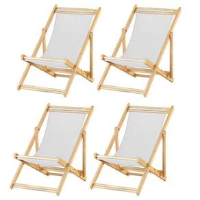 Kit 4 Cadeira Espreguiçadeira Dobrável S-b-branco