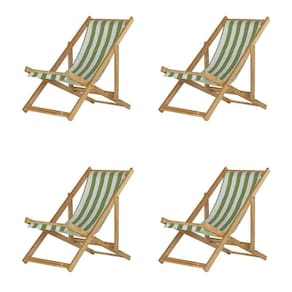 Kit 4 Cadeira Espreguiçadeira Dobrável S-b-l Verde-branco