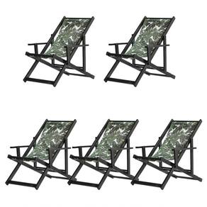 Kit 5 Espreguiçadeiras Dobrável Black Cb-folhas Verdes