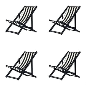Kit 4 Espreguiçadeiras Dobrável Black Sb-l Preto-branco