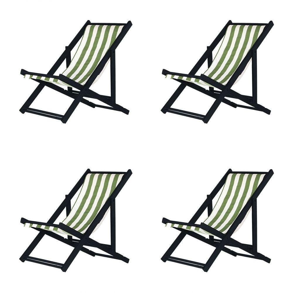 Kit 4 Espreguiçadeiras Dobrável Black Sb-l Verde-branco