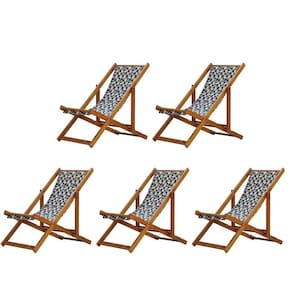 Kit 5 Cadeira Espreguiçadeira Dobrável Mel Sb-triang Preto