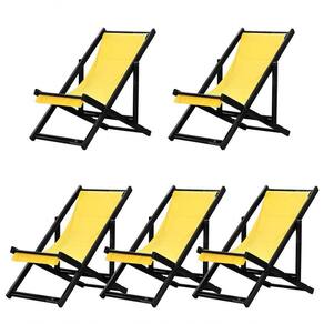 Kit 5 Espreguiçadeiras Dobrável Black Sb-amarelo