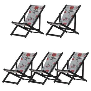 Kit 5 Espreguiçadeiras Dobrável Black Sb-cinza Floral