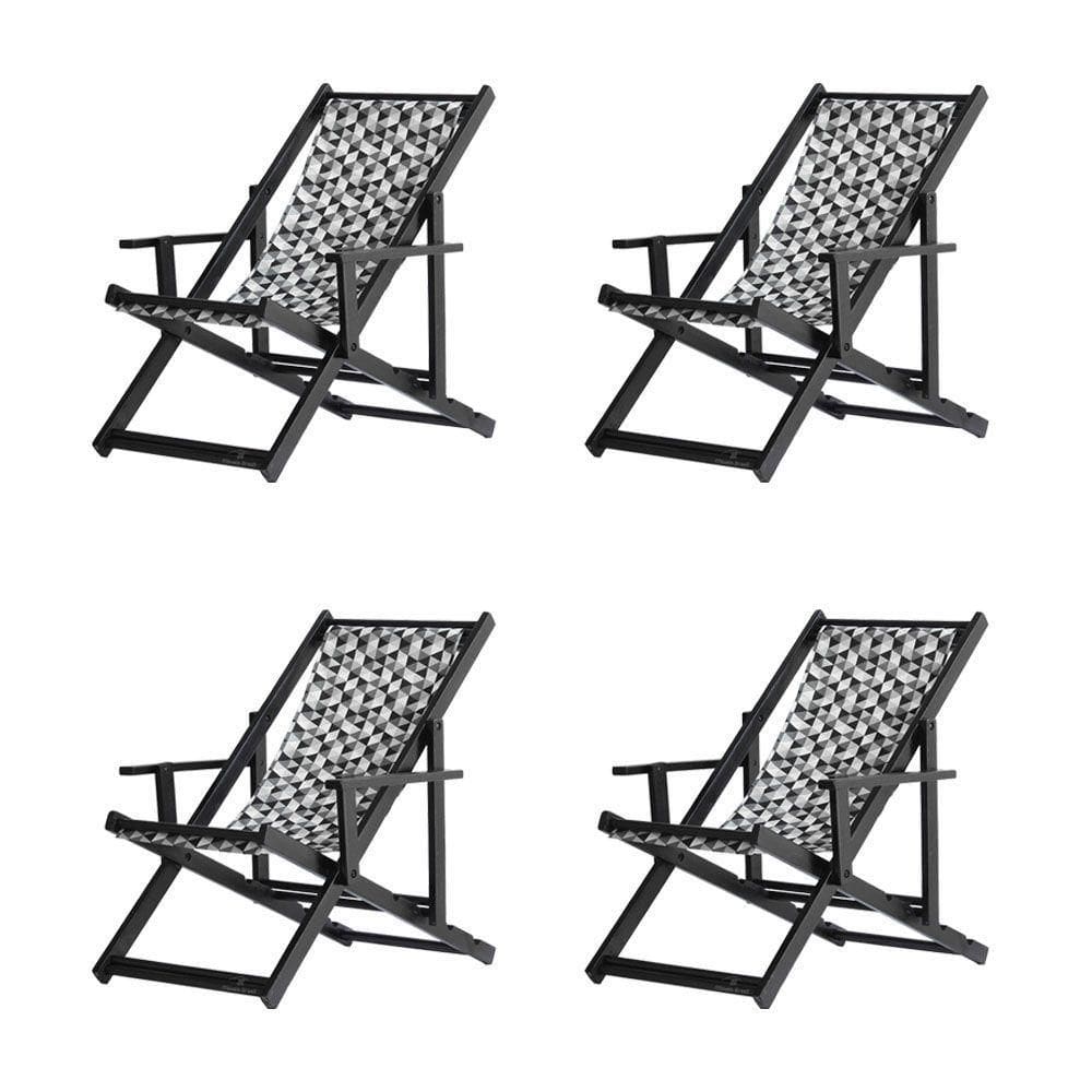 Kit 4 Espreguiçadeiras Dobrável Black Cb-triang Preto