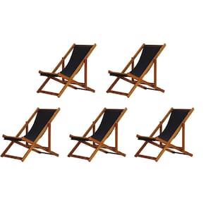 Kit 5 Cadeira Espreguiçadeira Dobrável Mel Sb-preto
