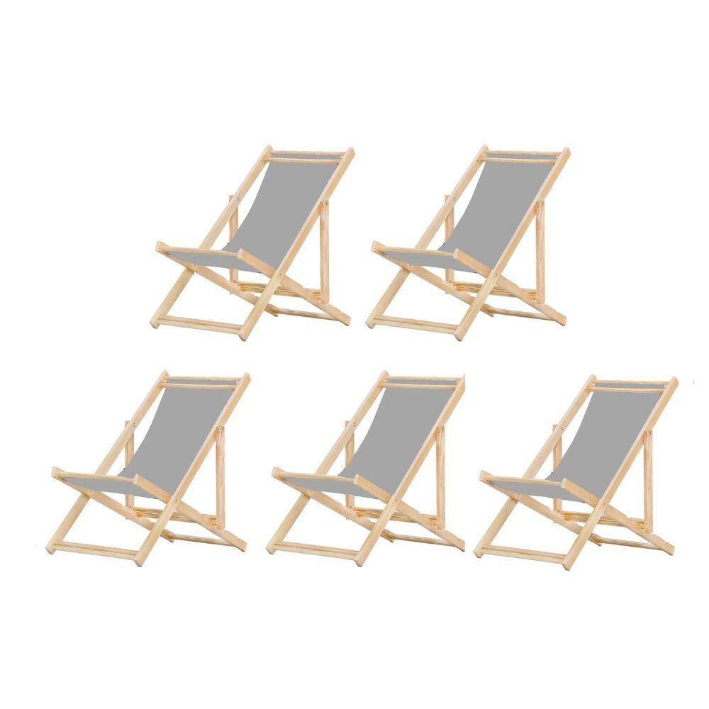 Kit 5 Cadeiras Espreguiçadeira Dobrável Sb-cinza