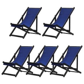 Kit 5 Espreguiçadeiras Dobrável Black Sb-azul Marinho