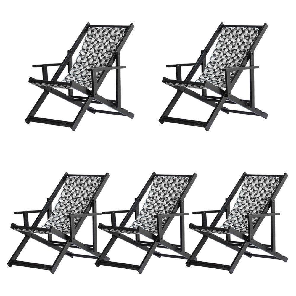 Kit 5 Espreguiçadeiras Dobrável Black Cb-triang Preto