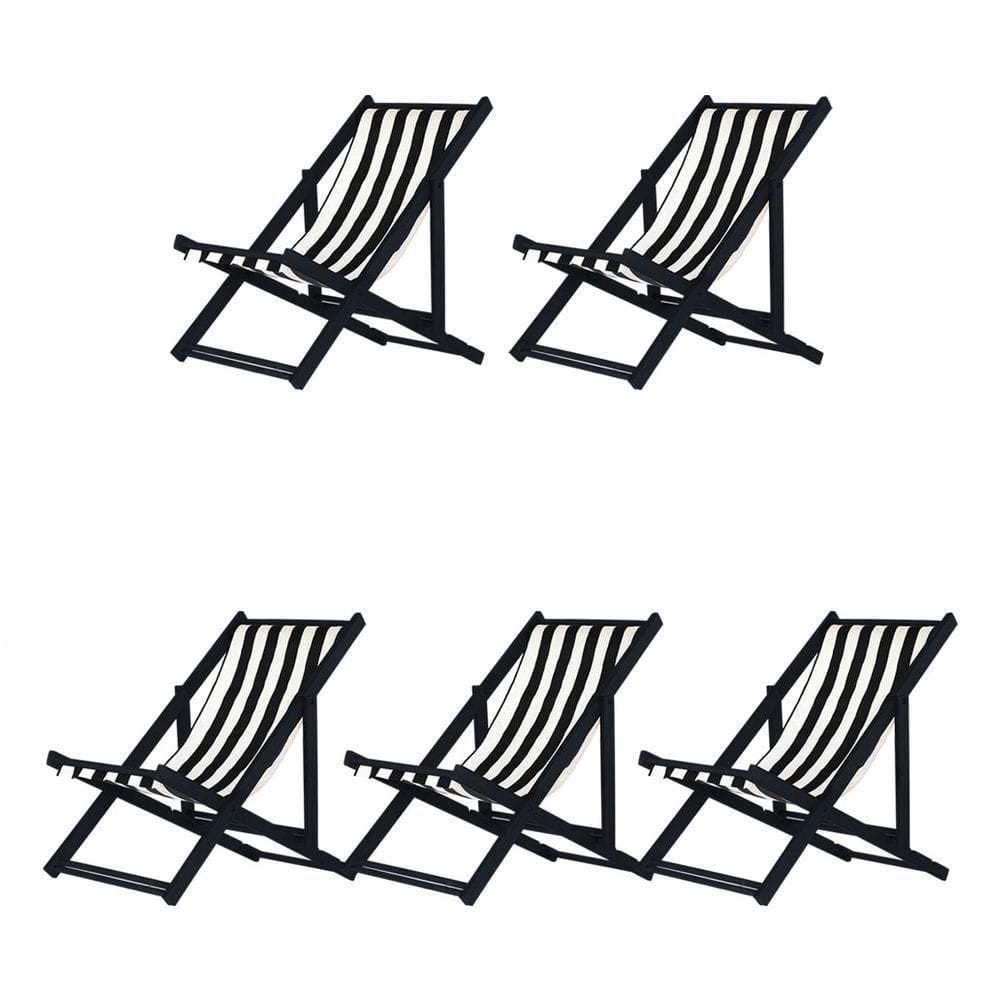 Kit 5 Espreguiçadeiras Dobrável Black Sb-l Preto-branco