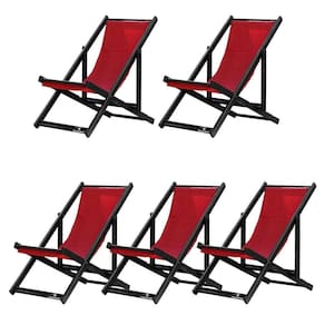 Kit 5 Espreguiçadeiras Dobrável Black Sb-vermelho