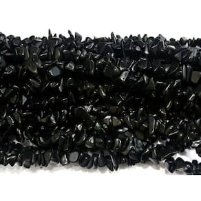 Fio Obsidiana Negra Cascalho Extra Furado Pedra Natural Rolada e Furado 90cm