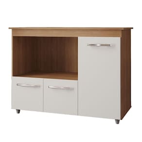Balcão Multiuso Para Cozinha Liza 3 Portas Cor:savana Off White