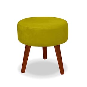 Puff Redondo Decorativo Danny Amarelo Pés Palito