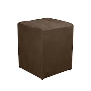 Puff Quadrado Decorativo Suede Marrom