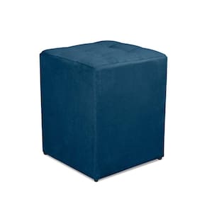 Puff Quadrado Decorativo Suede Azul Marinho