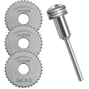 Kit 3 Discos Lâmina Serra 22Mm Hss Haste 3Mm Micro Retífica