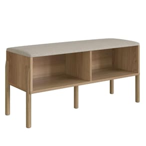 Sapateira Banco Estofado Oslo Artesano 93 cm (largura) MDP Hanover Tecido Fendi Pés Madeira Maciça