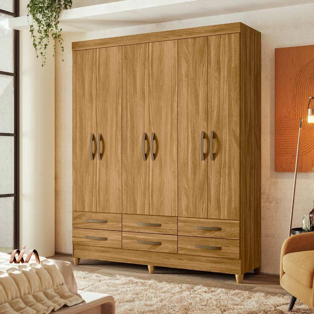 Guarda Roupa Casal 6 Portas Siena Freijó Sem Espelho Moval 1,65M - Marrom