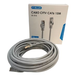 Cabo CFTV conexão RJ45 Cat6 de 15 metros transmissão estável conector banhado em ouro LE-315