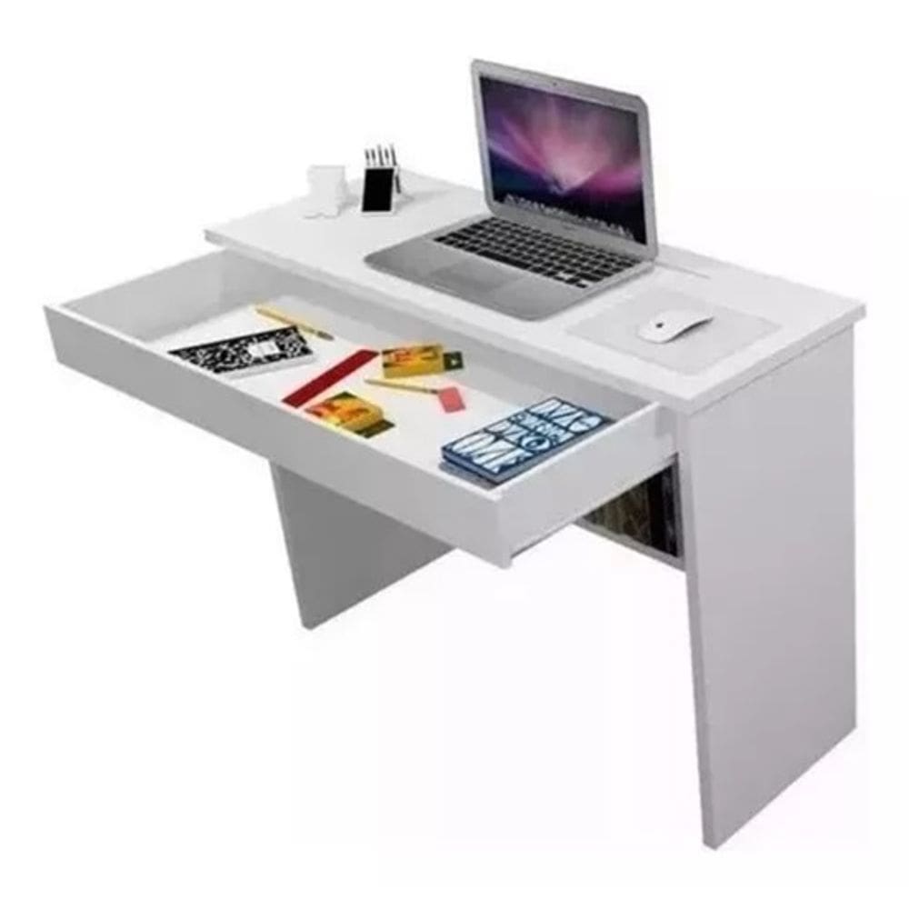 Mesa Escrivaninha Notebook Office Com Gaveta Vitoria Branco