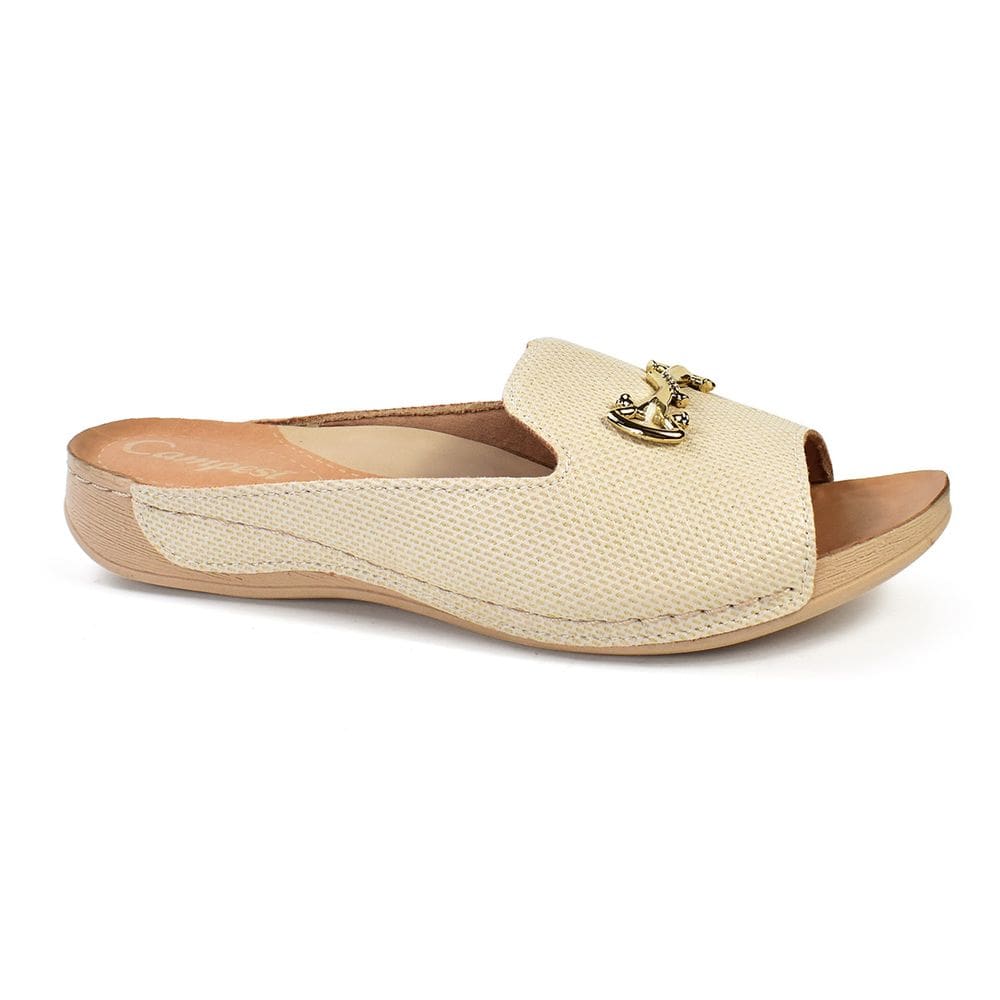 Chinelo Campesi Comfort Slide Feminino Bege Claro