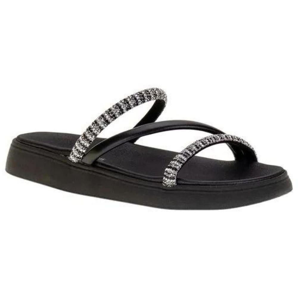 Papete Moleca Strass Brilho Feminina Preta