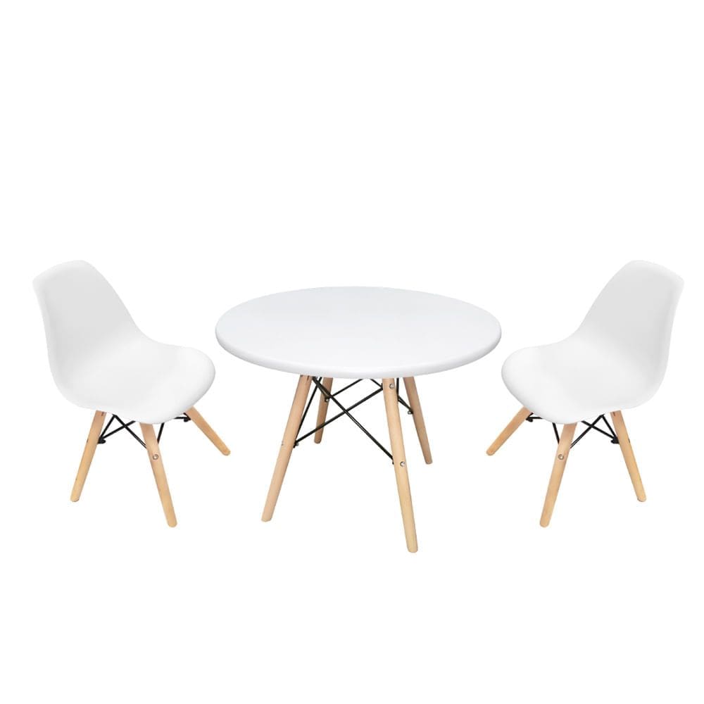 Conjunto Mesa Infantil Eiffell com 2 Cadeiras Eiffel Infantil - Branco