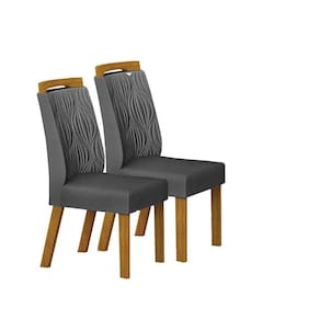 Kit 02 Cadeiras Sala De Jantar Ilheus Mdf Moveis Leifer Freijó,joli Chumbo