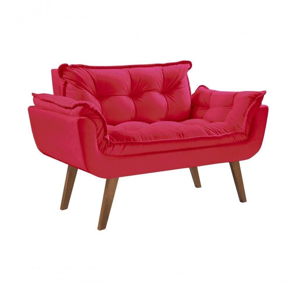 Poltrona Namoradeira Opalla Pé Palito D Salla 2 Lugares Suede Vermelho