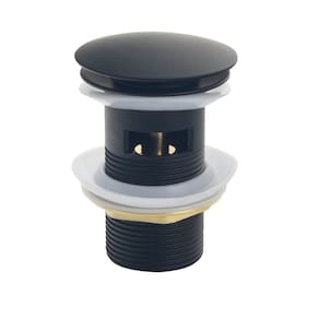 Válvula Click Lavatório 1 1/4 Preto Fosco Metal Cuba Pia Com Ladrão