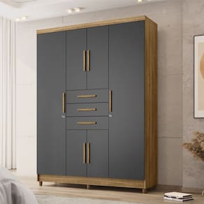 Guarda-roupa Casal 5 Portas e 3 Gavetas Imperial Marrom/Alasca