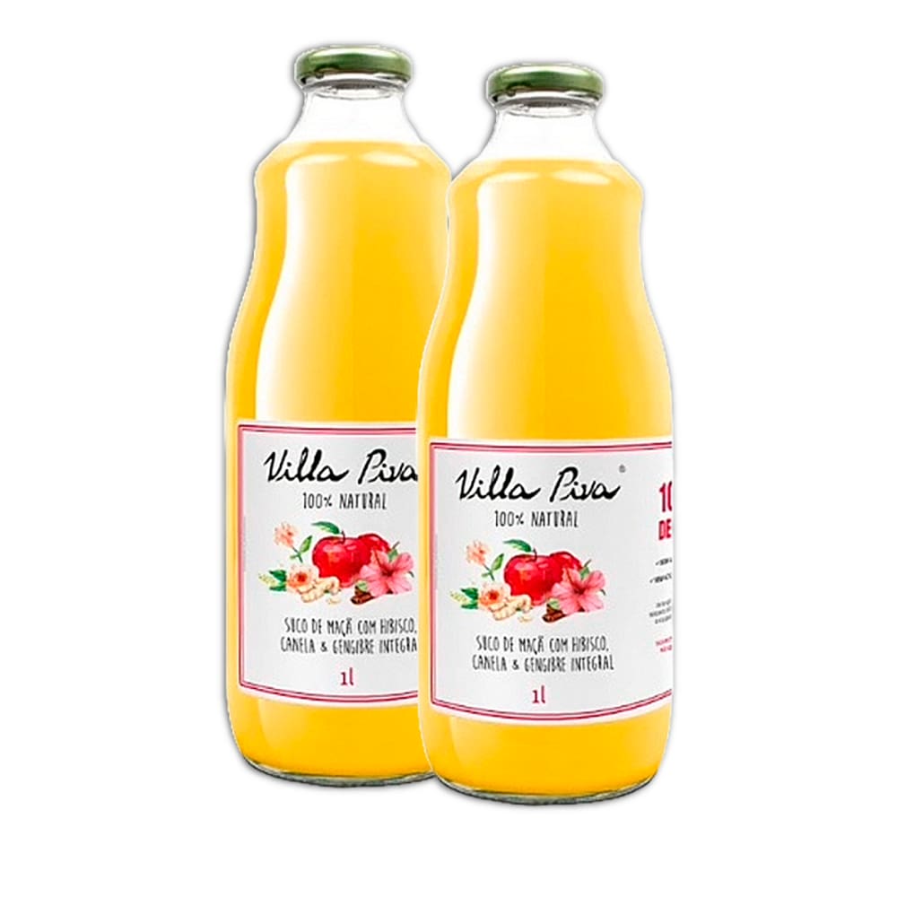 Kit 2X: Suco de Maçã com Hibisco, Canela e Gengibre Sem Açúcar Villa Piva 1L