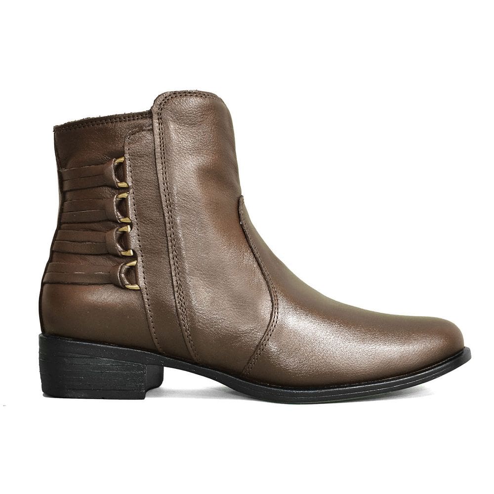 Bota Godiva Feminina Cano Curto Salto Baixo Marrom Escuro