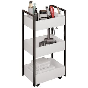 Carrinho Auxiliar para Salão de Beleza Industrial Liss M24 Branco/Preto - Mpozenato