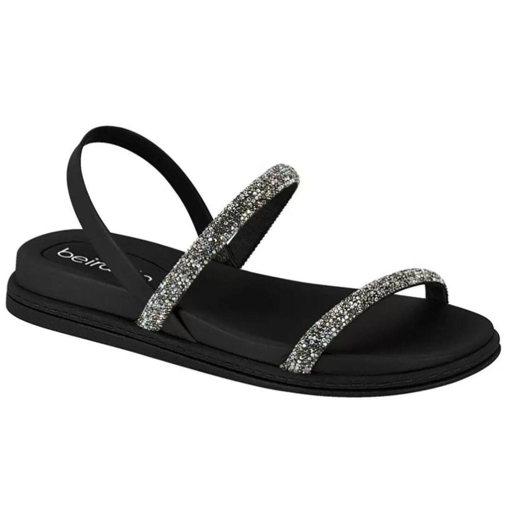 Sandália Beira Rio Macia Strass Feminina Preta