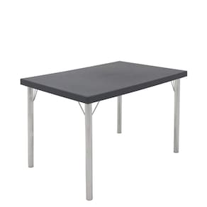 Mesa Tramontina 119 X 79 Cm Beta Em Polipropileno Grafite Com Base Em Alumínio Polido