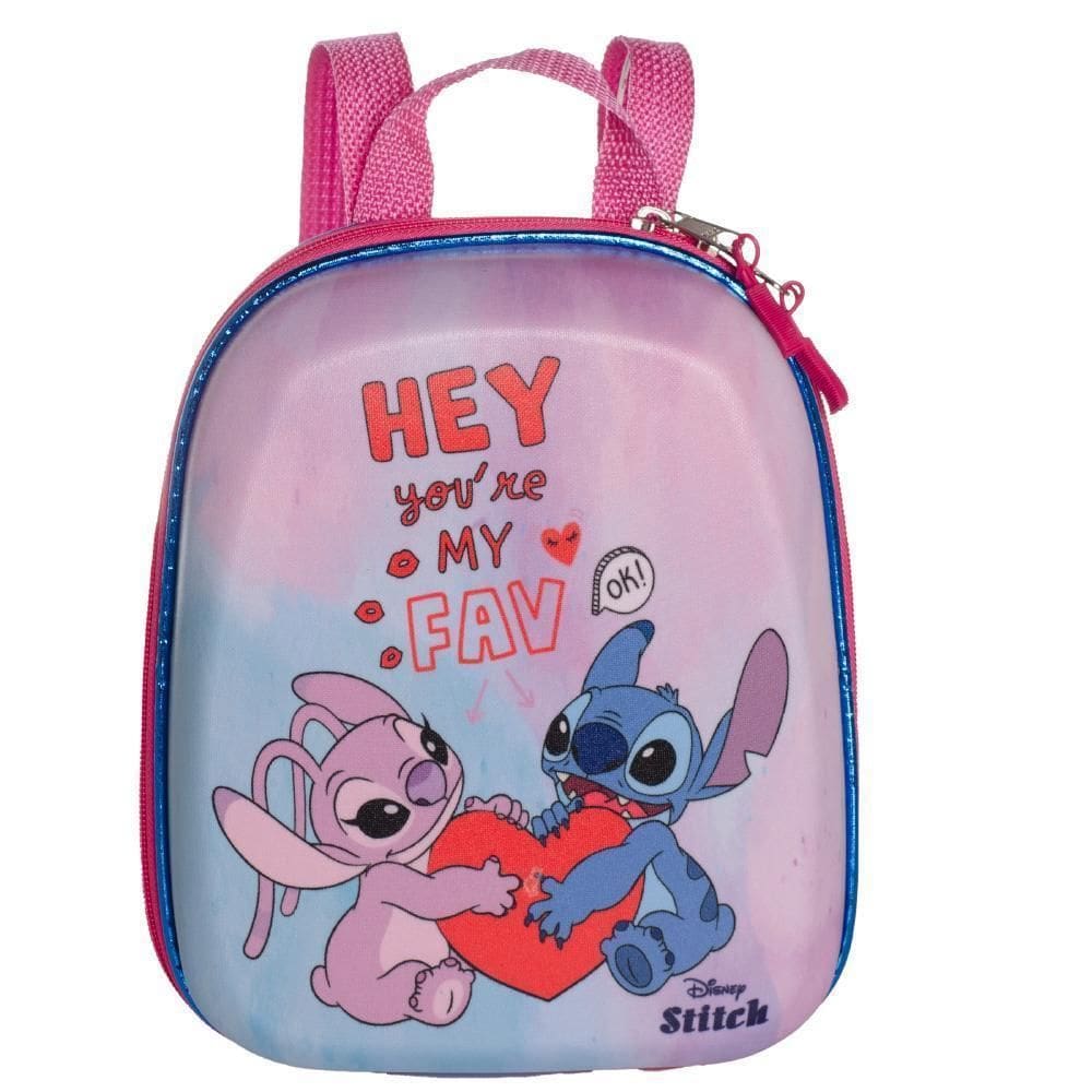 Lancheira De Costas Stitch E Angel 3D Infantil Impermeável