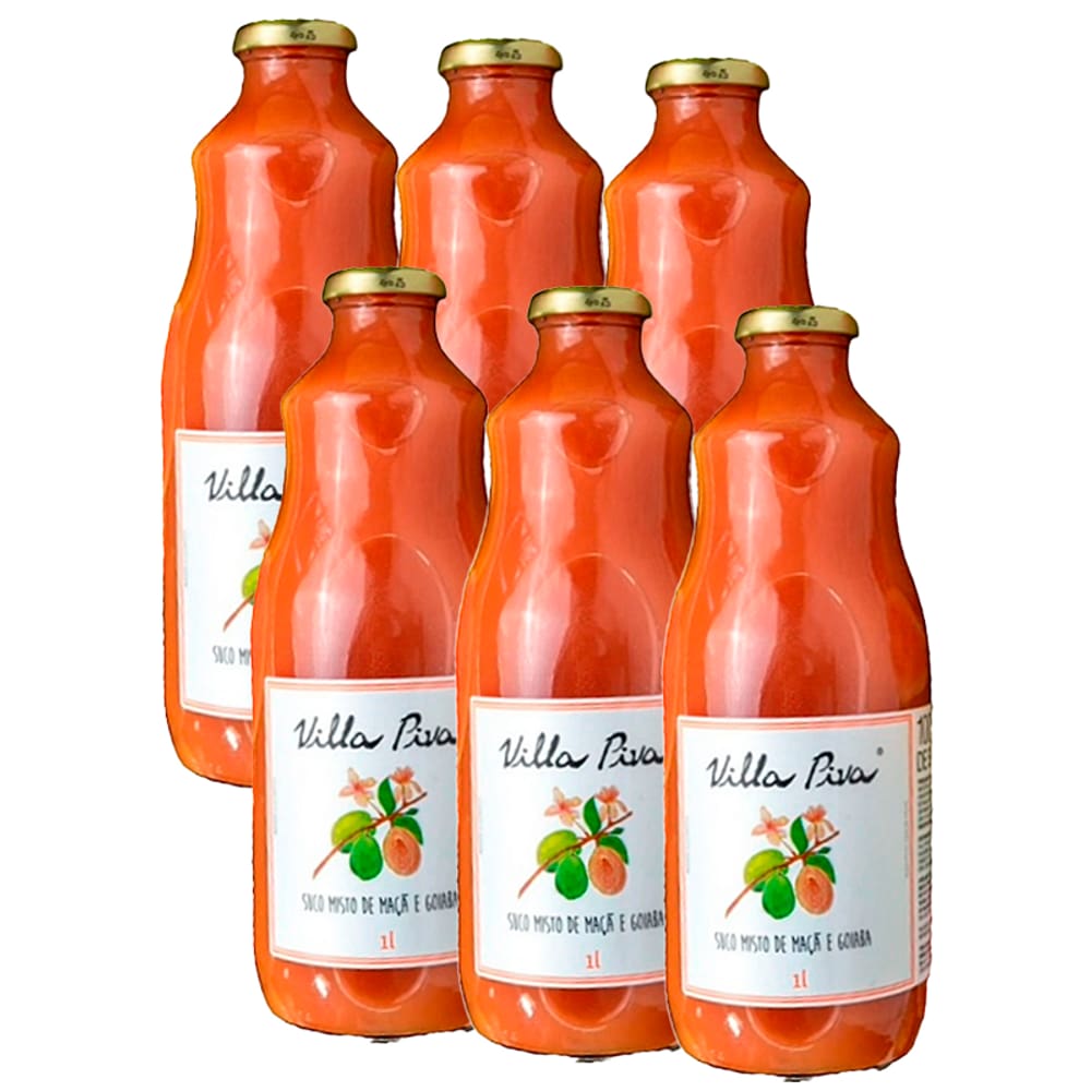 Kit 6X: Suco de Goiaba Integral Sem Açúcar Villa Piva 1L