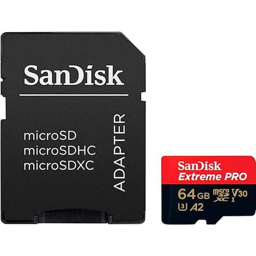imagem-Cartão de memória SanDisk 64GB Extreme PRO microSDXC UHS-I com adaptador
