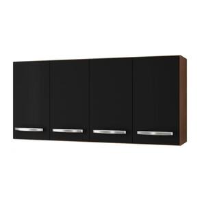 Armário Aéreo Mara 118 Cm 4 Portas Cor:savana Preto