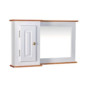 Armário De Banheiro Com Espelho 1 Porta e Prateleira Dália 3059-97 Linz Móveis - Off White/Imbuia Glazer