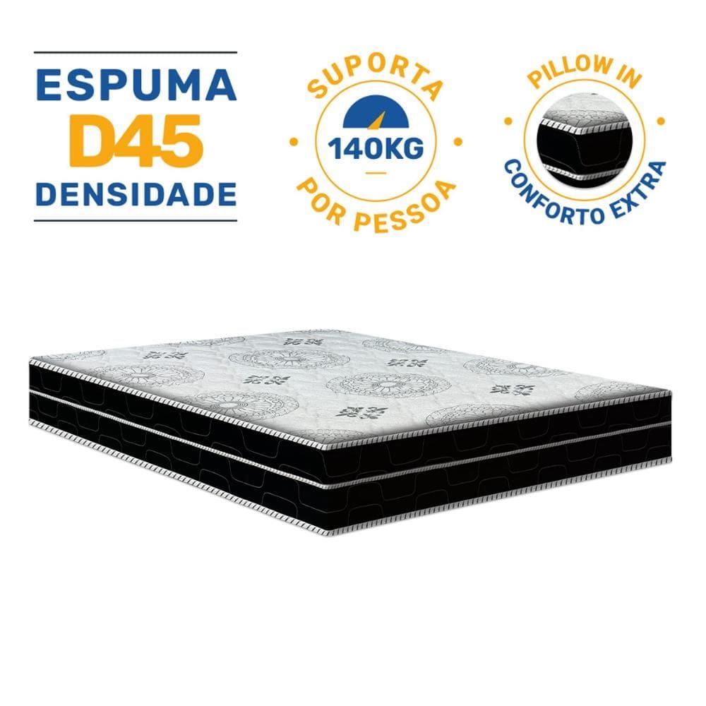Colchão de Espuma D45 Pillow In Anjos OrtoConfort Casal 138x188x18cm