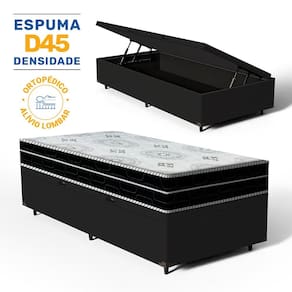 Cama Box Baú com Colchão de Espuma D45 Pillow In Anjos OrtoConfort Solteiro 88cm