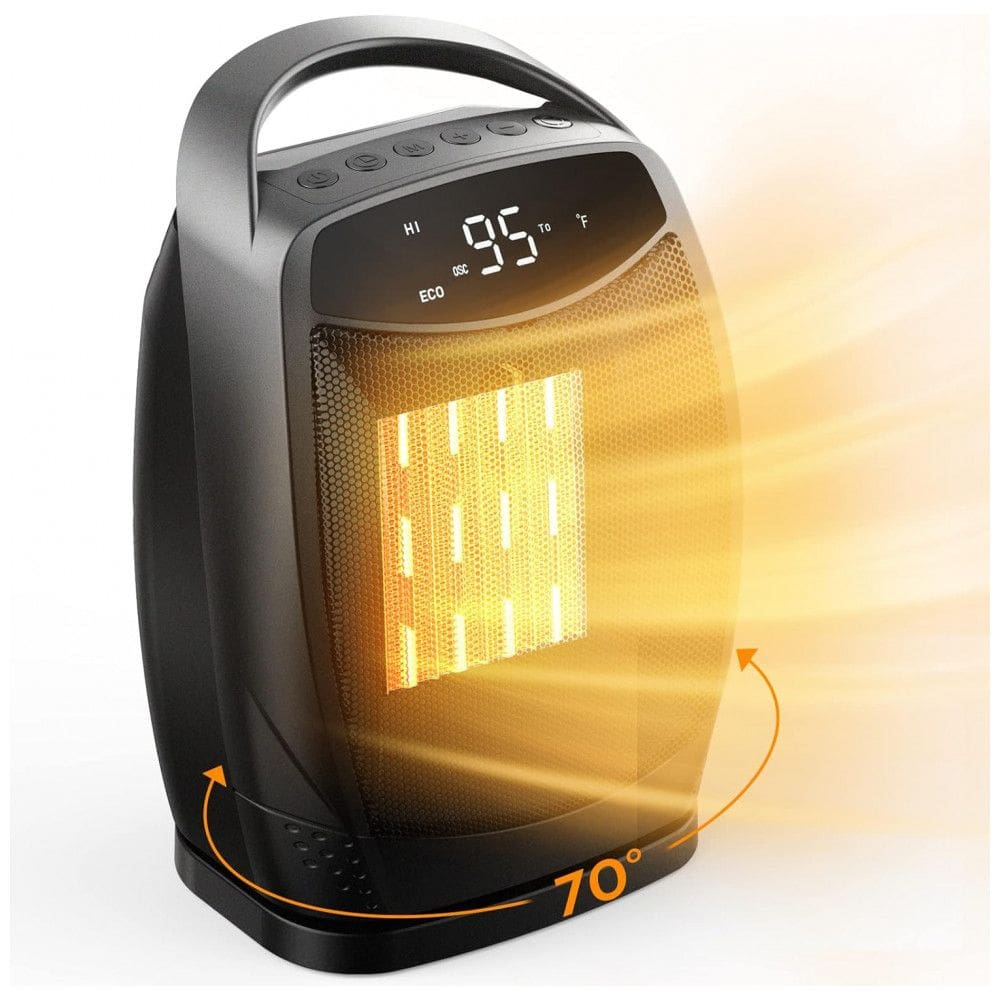 Aquecedor Elétrico Portátil de Cerâmica com 4 Modos e Tela LED, 1500W 110V, GiveBest, Preto
