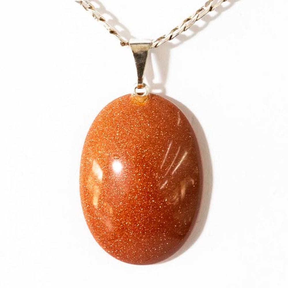 Colar Cabochão Oval Pedra do Sol Montagem Pino Dourado